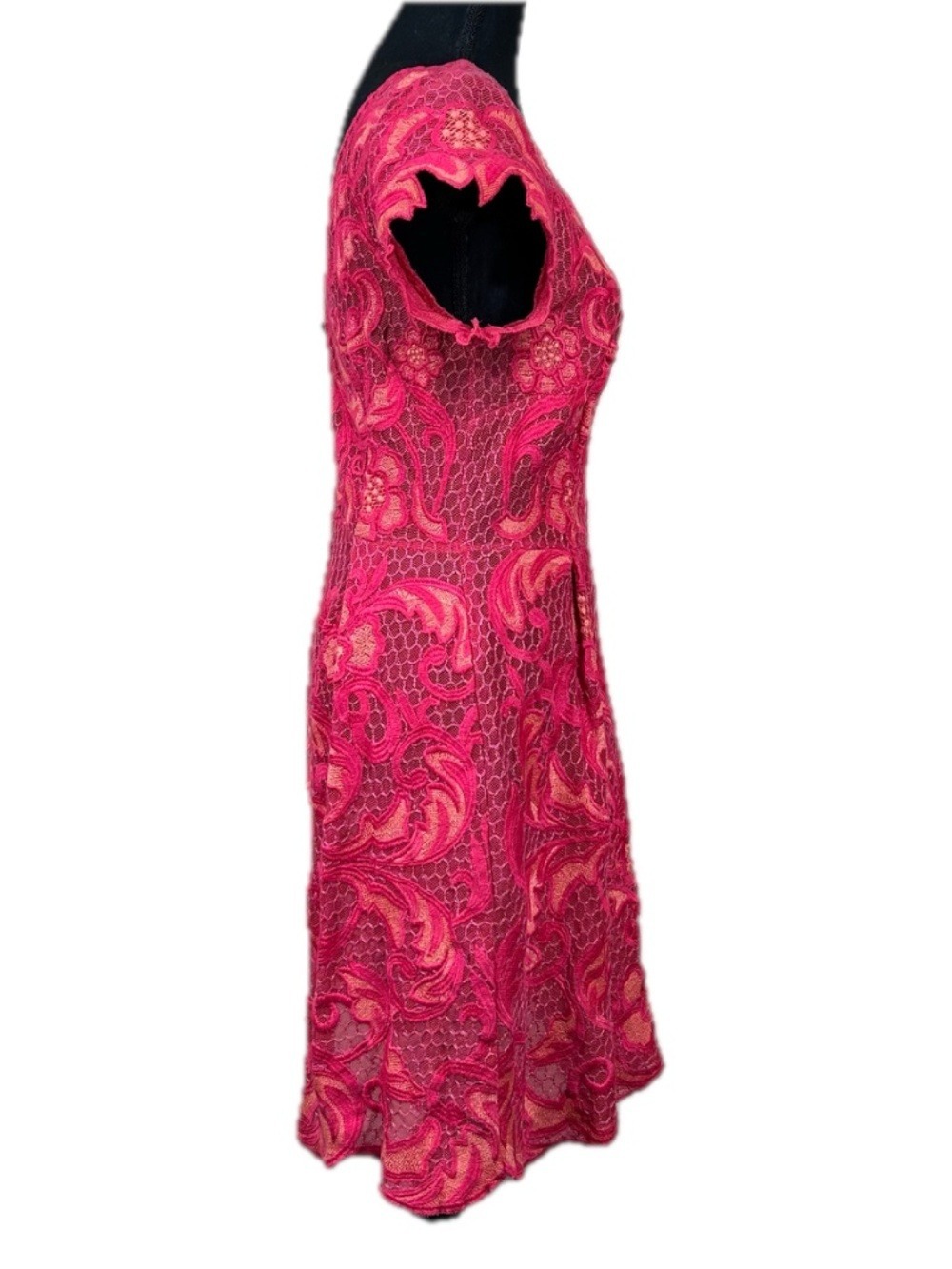 Yoana Baraschi for Anthropologie Pink Lace Cocktail Dress Size 4 - Picture 2 of 11